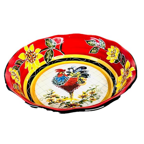 Certified International Chanticleer Rooster Julie Ueland Ceramic Serving Bowl - Picture 4 of 5